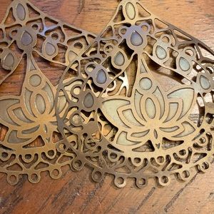 Brass Lotus Flower Earrings